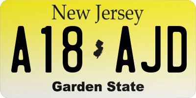 NJ license plate A18AJD