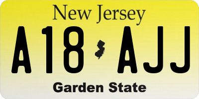NJ license plate A18AJJ
