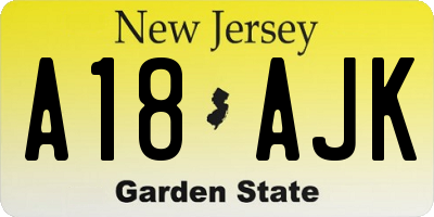 NJ license plate A18AJK