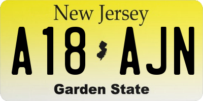 NJ license plate A18AJN