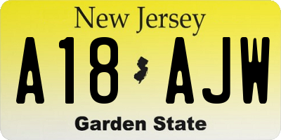 NJ license plate A18AJW
