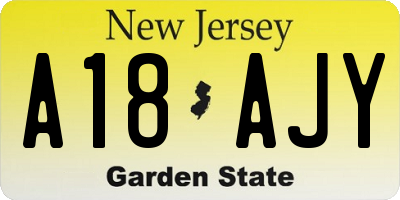 NJ license plate A18AJY