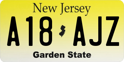 NJ license plate A18AJZ