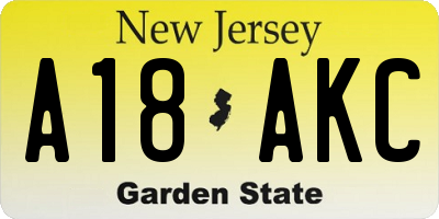 NJ license plate A18AKC