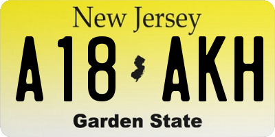 NJ license plate A18AKH