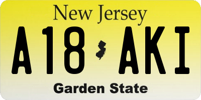 NJ license plate A18AKI