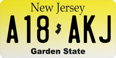 NJ license plate A18AKJ