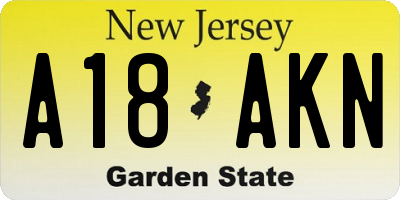 NJ license plate A18AKN