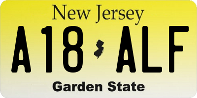 NJ license plate A18ALF
