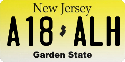 NJ license plate A18ALH