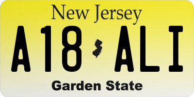 NJ license plate A18ALI