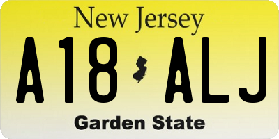 NJ license plate A18ALJ
