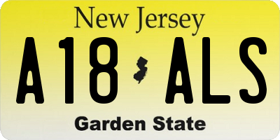 NJ license plate A18ALS