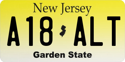 NJ license plate A18ALT