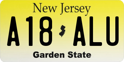 NJ license plate A18ALU