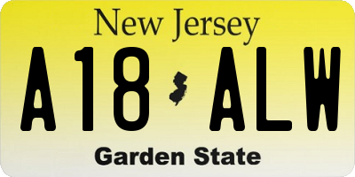 NJ license plate A18ALW