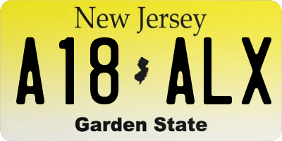 NJ license plate A18ALX