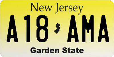 NJ license plate A18AMA