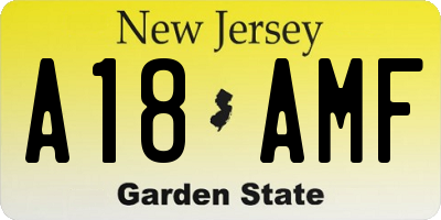 NJ license plate A18AMF