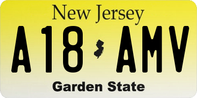 NJ license plate A18AMV