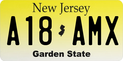 NJ license plate A18AMX