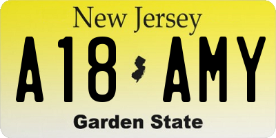 NJ license plate A18AMY