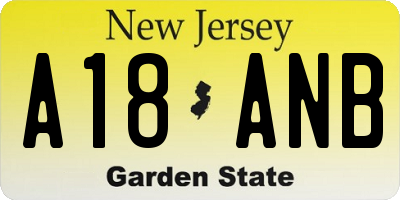 NJ license plate A18ANB