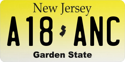 NJ license plate A18ANC