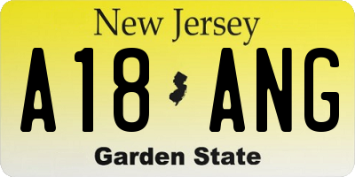 NJ license plate A18ANG