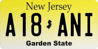 NJ license plate A18ANI