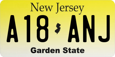 NJ license plate A18ANJ