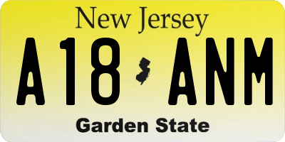 NJ license plate A18ANM