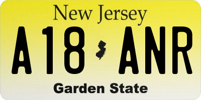 NJ license plate A18ANR