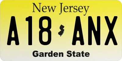 NJ license plate A18ANX