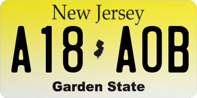 NJ license plate A18AOB
