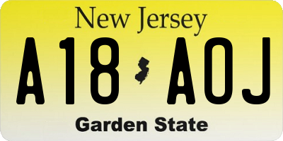 NJ license plate A18AOJ
