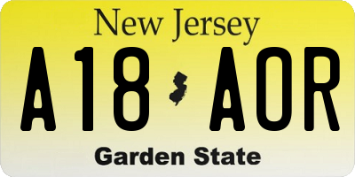 NJ license plate A18AOR