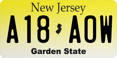 NJ license plate A18AOW