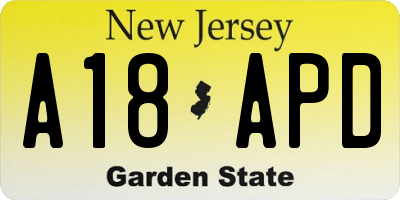 NJ license plate A18APD