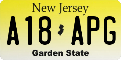 NJ license plate A18APG