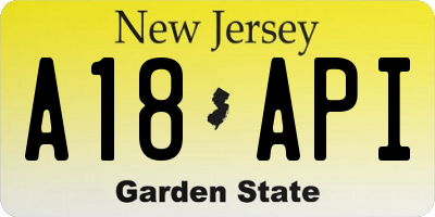 NJ license plate A18API