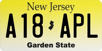 NJ license plate A18APL