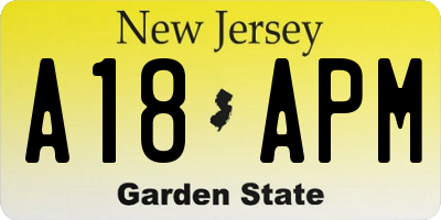 NJ license plate A18APM