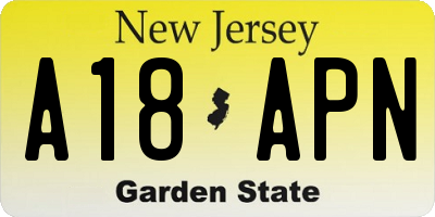 NJ license plate A18APN
