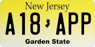 NJ license plate A18APP