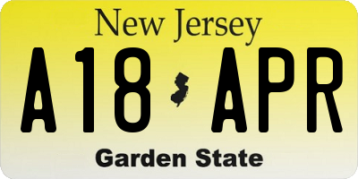NJ license plate A18APR