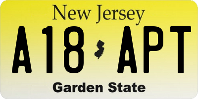 NJ license plate A18APT