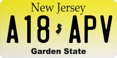 NJ license plate A18APV