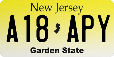 NJ license plate A18APY