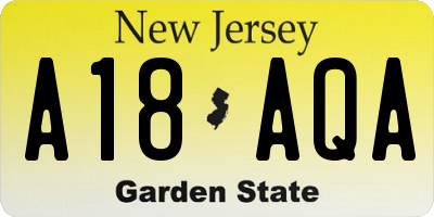 NJ license plate A18AQA
